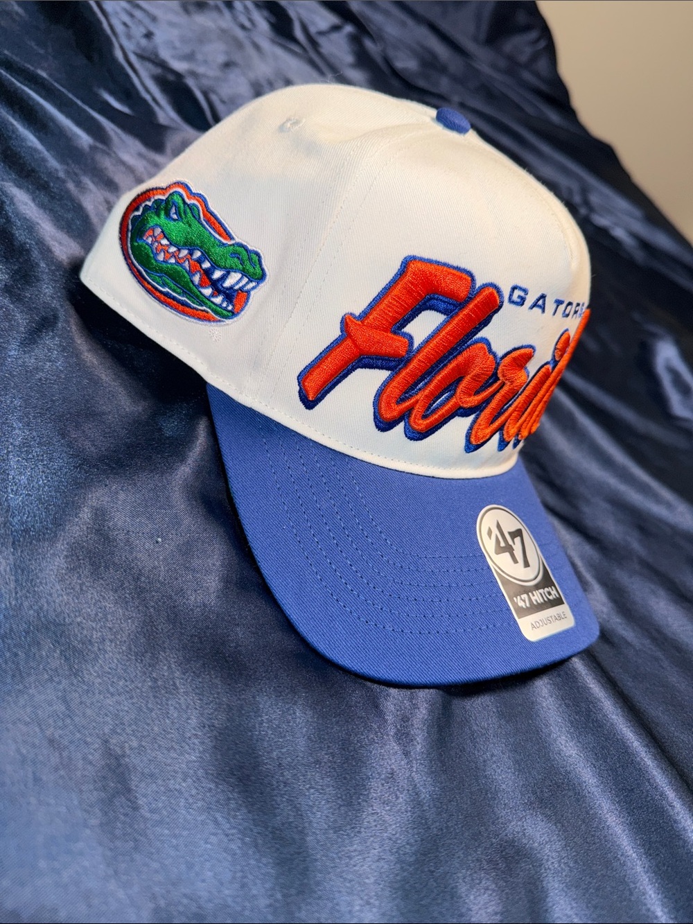 '47 Men’s Florida Gators White Royal Blue Orange Script Hat